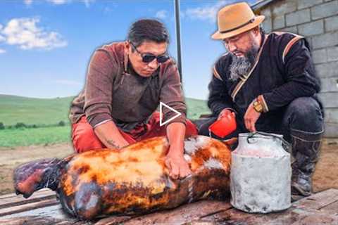 Whole Goat Cooked In Its Own Body!! Bizarre Food of Asia!!