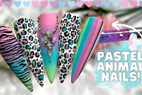 HOW TO: EASY ANIMAL PRINT NAIL ART| RAINBOW PASTEL NAIL DESIGN| MADAM GLAM| STAMPING NAIL ART