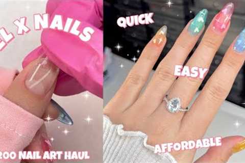 HOW TO DO GEL X NAILS AT HOME | EASY & CHEAP + $200 DAILY CHARME NAIL ART HAUL | CAT EYE NAIL..