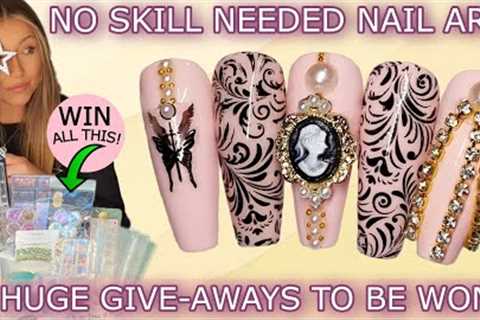 🪞 Huge GIVEAWAY! Easy No Skill Needed Nail Art Design | Baroque Bling Nails | Colorful July |..