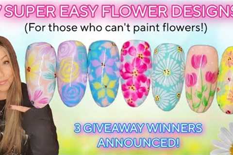 💐 7 Super Easy Flower Nails | Spring Floral Nail Art Design | Rose Tulip Daisy | Beginners | Summer