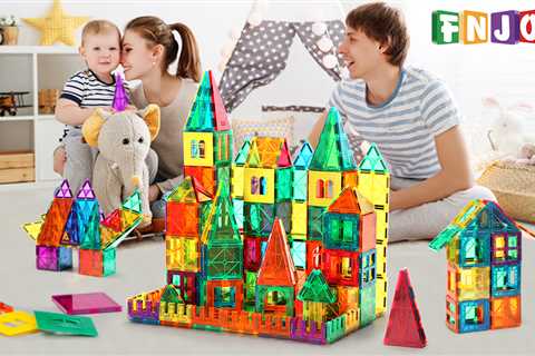 FNJO Magnetic Tiles, Magnetic Building Blocks, Magnets Building Set, STEM Toys for Kids Boys and..