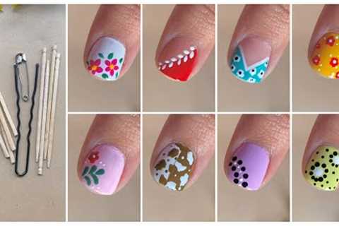 Top 10 Easy nail art designs for very short nails || Best nail art designs with household items