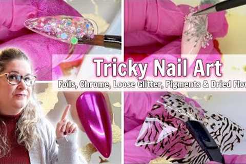 Tricky Nail Art for Beginners: Easy Techniques for Foils, Chromes, Dried Flowers, and MORE!