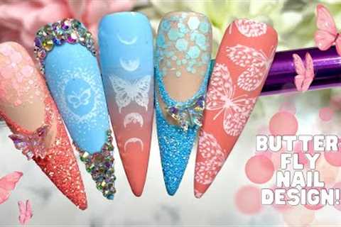 5 DIFFERENT BUTTERLY NAIL ART DESIGN IDEAS| SPRING NAIL TUTORIAL| NAIL STAMPING| MADAM GLAM