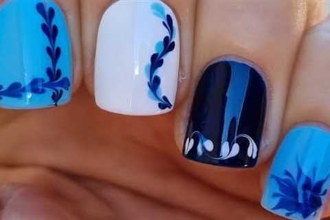 Blue NAIL ART Ideas - EASY NAILS Tutorial For Beginners - Manicure At Home